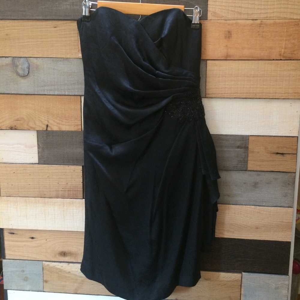Vintage Silk Studio Faux Wrap Strapless Dress XS